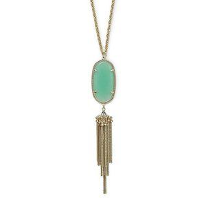 Kendra Scott Rayne Necklace - Gold with Green Chalcedony Stone